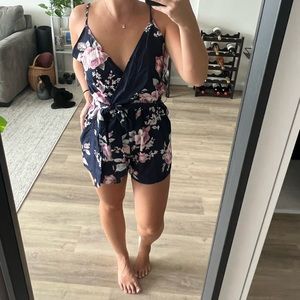 Floral belted romper